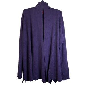 Women's Sweater Size XXL Purple Chevron Knit Cardigan Open Front Layering Soft